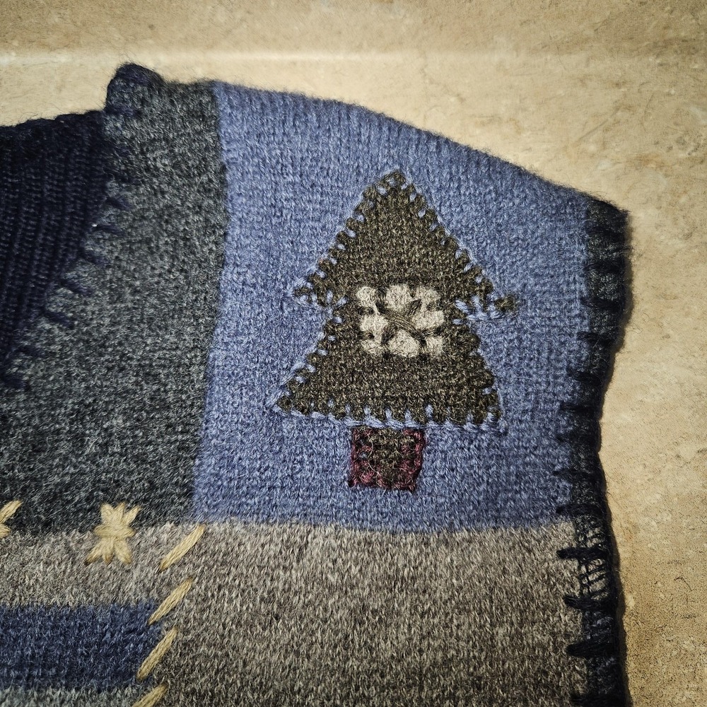 VTG Woolrich Sweater Vest Women L Navy Wool Patchwork 90s Cabincore Grandmacore - Picture 6 of 13